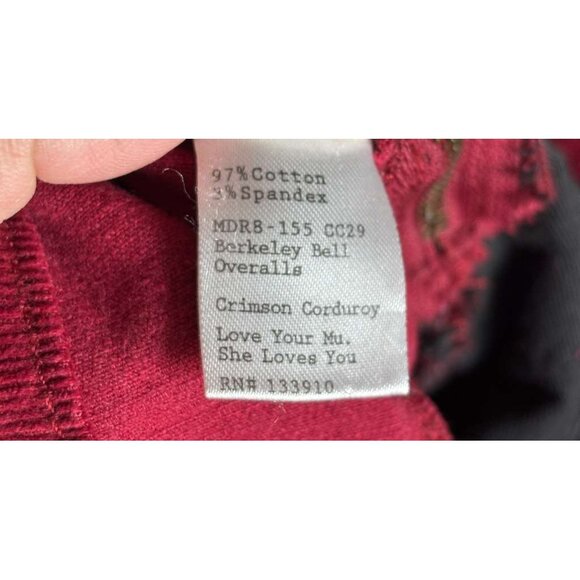Mumu Blue Womens Corduroy Flare Overalls Berkeley Bell Bottom Red Size XL - Picture 10 of 11